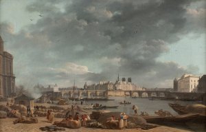 La pointe de l'ile de la Cite, vue du port Saint-Nicolas by Alexandre-Jean Noel Oil Painting