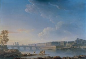 Le Pont de la Tournelle, l'ile Saint-Louis, l'ile Louviers by Alexandre-Jean Noel Oil Painting