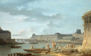 Le Pont Royal et le Louvre, vus du terre-plein du Pont-Neuf by Alexandre-Jean Noel Oil Painting
