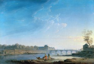 Le quai des Tuileries, le Pont-Royal, la Grenouillere by Alexandre-Jean Noel Oil Painting