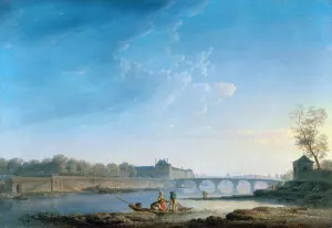 Le quai des Tuileries, le Pont-Royal, la Grenouillere Oil painting by Alexandre-Jean Noel