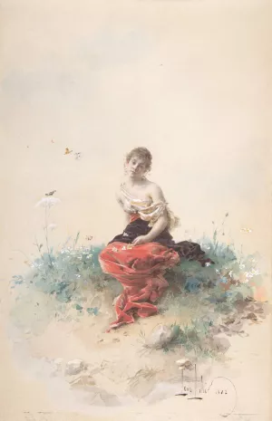 Female Figure by Alexandre-Louis Leloir Oil Painting