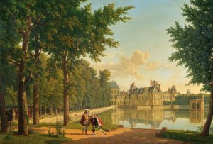 Henry VI and Sully before the Chateau Royal de Fontainebleau by Alexandre Louis Robert Millin Du Perreux Oil Painting