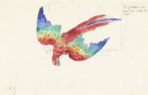 Parrot Looking Down by Alexandre Lunois Oil Painting