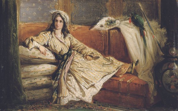 Main Product Photo of A Reclining Turkish Beauty Painting by Alexandre Marie Colin