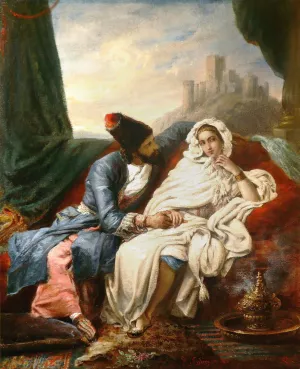 La Belle Orientale Et Le Cosaque Oil painting by Alexandre Marie Colin