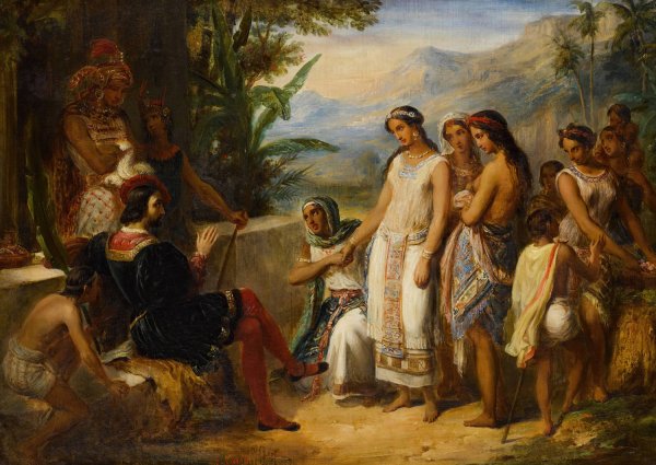 Main Product Photo of Young Inca Woman Being Offered for Marriage Painting by Alexandre Marie Colin