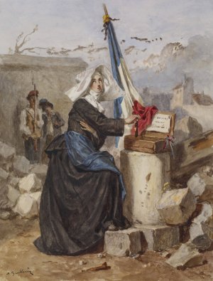 Aid for the Wounded by Alexandre-Marie Guillemin Oil Painting