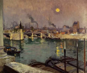 Le Pont de Grenelle, vu de la maison de l'artiste, quai Louis-Bleriot, actuels 15eme et 16eme arr Oil painting by Alexandre Nozal