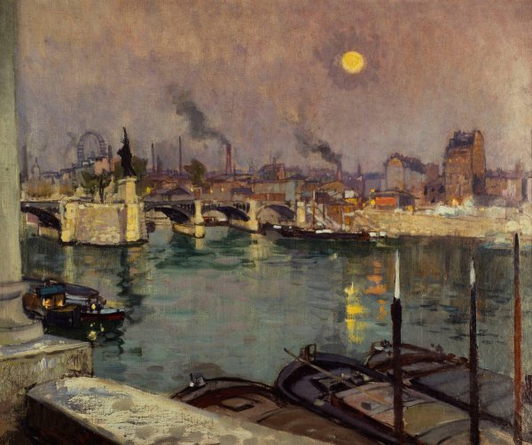 Main Product Photo of Le Pont de Grenelle, vu de la maison de l'artiste, quai Louis-Bleriot, actuels 15eme et 16eme arr Painting by Alexandre Nozal