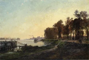Beside the River by Alexandre-Rene Vernon - Oil Painting Reproduction