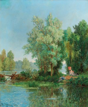 Family Excursion To The River by Alexandre Rene Veron Oil Painting