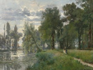 Walking by the River by Alexandre Rene Veron Oil Painting