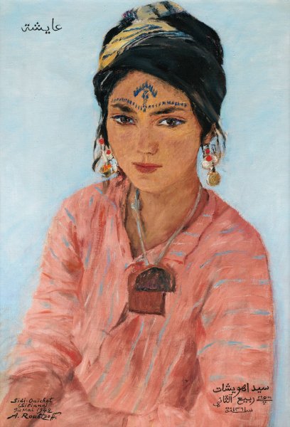 Portrait of Aicha  by Alexandre Roubtzoff - Hand-Painted Oil Painting Reproduction