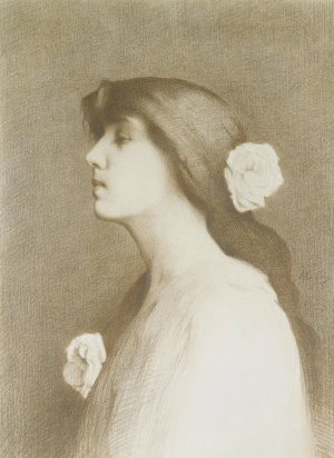 Jeune fille aux roses by Alexandre Seon Oil Painting