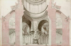 Coupole du Pantheon, coupe, projet de decoration interieure by Alexandre Theodore Brongniart Oil Painting