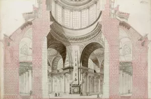 Coupole du Pantheon, coupe, projet de decoration interieure by Alexandre Theodore Brongniart Oil Painting