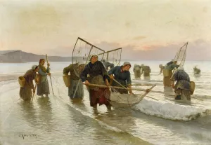 Prawn Fishing in Normandy Oil painting by Alexei Danilovich Kivshenko