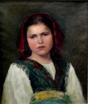 A Neapolitan Girl by Alexei Harlamoff Oil Painting