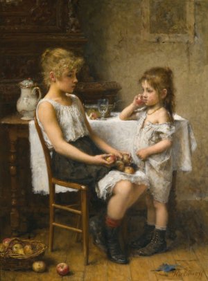 Choosing apples by Alexei Harlamoff Oil Painting