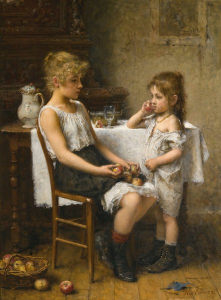 Choosing apples by Alexei Harlamoff - Hand-Painted Oil Painting Reproduction