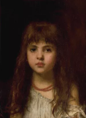 Head of a Girl by Alexei Harlamoff Oil Painting