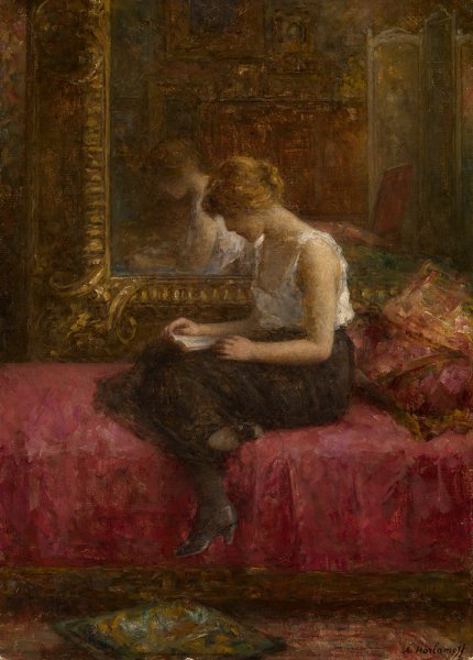Main Product Photo of Literary Pursuits of a Young Lady Painting by Alexei Harlamoff