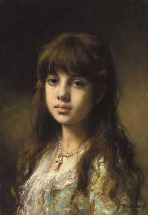 Little Girl by Alexei Harlamoff - Oil Painting Reproduction