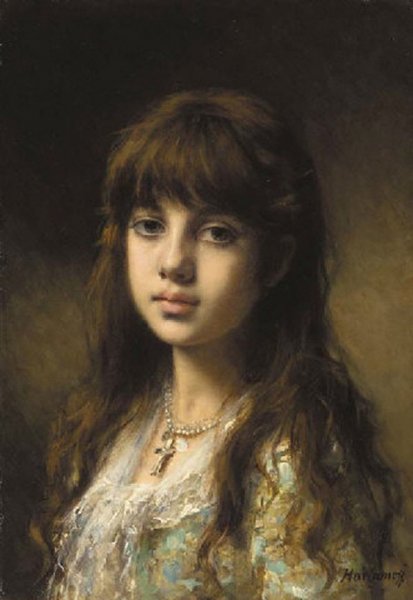 Little Girl by Alexei Harlamoff - Hand-Painted Oil Painting Reproduction
