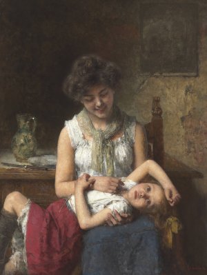 Moody Girl by Alexei Harlamoff Oil Painting