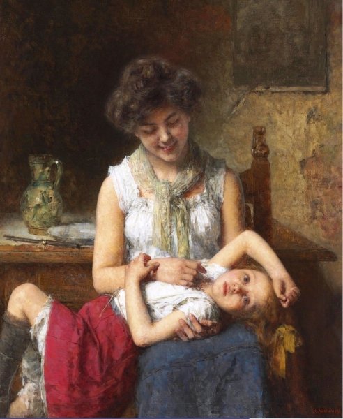 Main Product Photo of Moody Girl Painting by Alexei Harlamoff