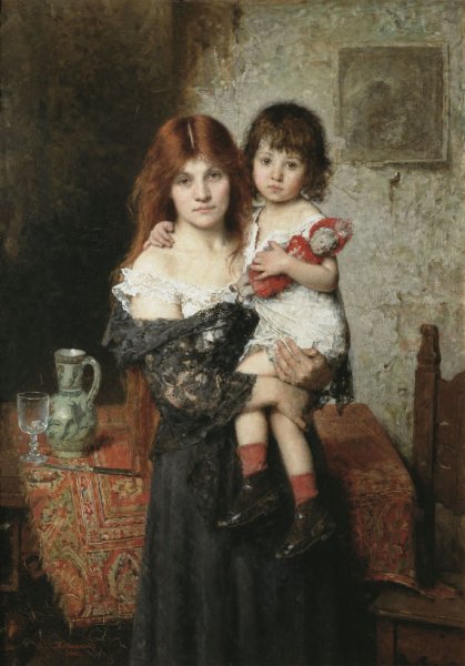 Main Product Photo of Mother and Daughter Painting by Alexei Harlamoff