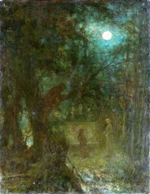 Park in Moonlight by Alexei Harlamoff Oil Painting