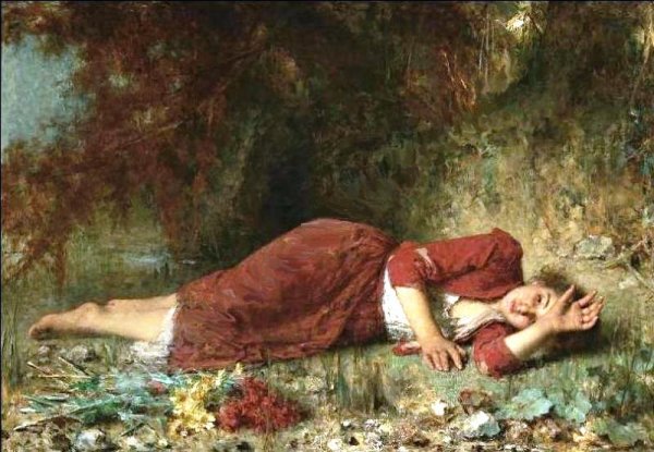 Main Product Photo of Peasant Girl Resting Painting by Alexei Harlamoff