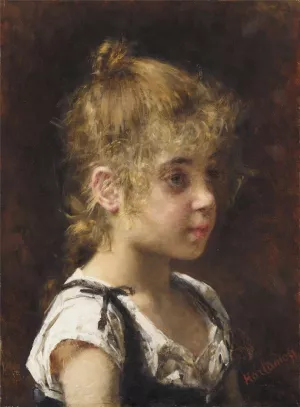 Portait of a Young Girl by Alexei Harlamoff Oil Painting