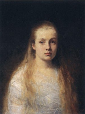 Portrait of a Girl by Alexei Harlamoff Oil Painting