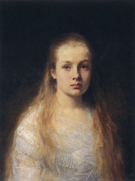 Portrait of a Girl by Alexei Harlamoff - Hand-Painted Oil Painting Reproduction