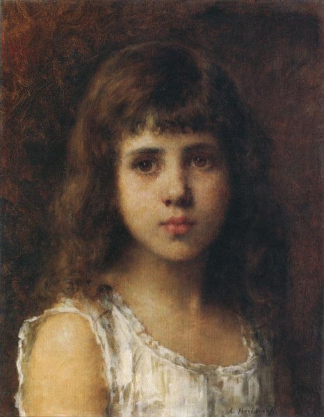 Portrait of a Young Girl by Alexei Harlamoff - Hand-Painted Oil Painting Reproduction