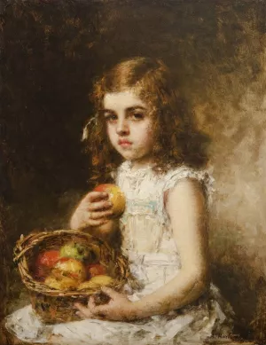 Portrait of a Young Girl by Alexei Harlamoff Oil Painting