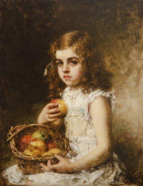 Portrait of a Young Girl by Alexei Harlamoff - Hand-Painted Oil Painting Reproduction
