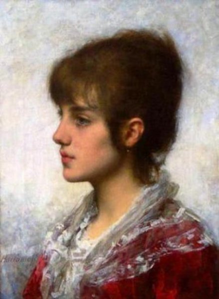 Portrait of a Young Girl by Alexei Harlamoff - Hand-Painted Oil Painting Reproduction