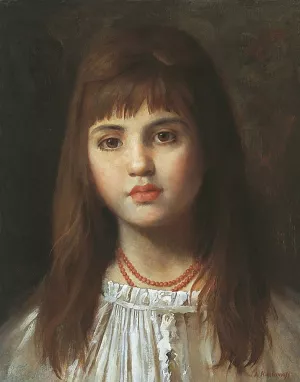 Portrait of a Young Girl by Alexei Harlamoff Oil Painting
