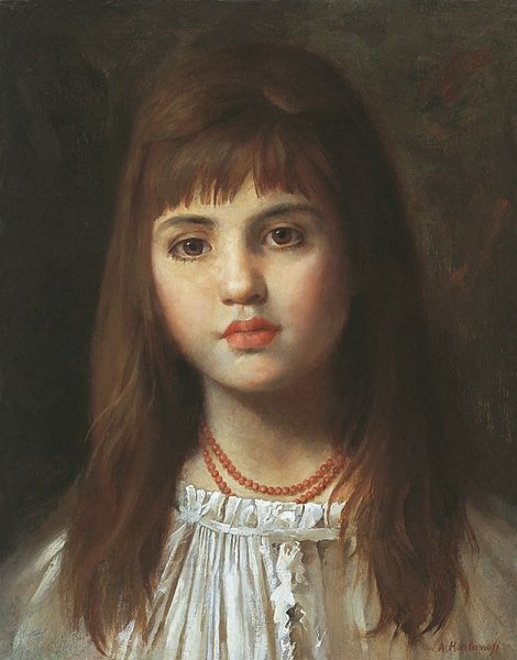 Portrait of a Young Girl by Alexei Harlamoff - Hand-Painted Oil Painting Reproduction