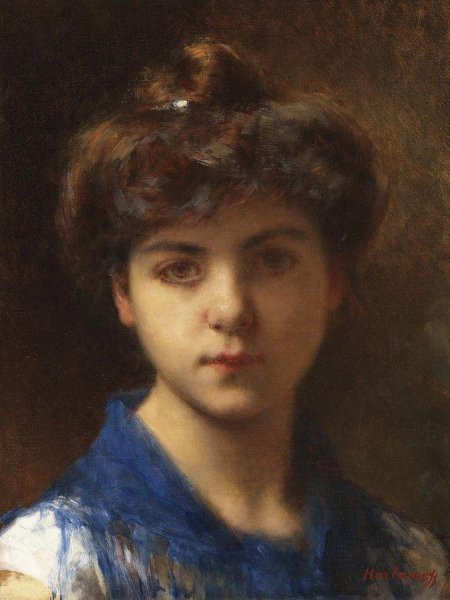 Portrait of a Young Girl by Alexei Harlamoff - Hand-Painted Oil Painting Reproduction