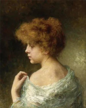 Portrait of a Young Girl Oil painting by Alexei Harlamoff