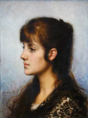 Portrait of a Young Girl Oil painting by Alexei Harlamoff