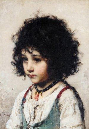 Portrait of a Young Girl by Alexei Harlamoff Oil Painting