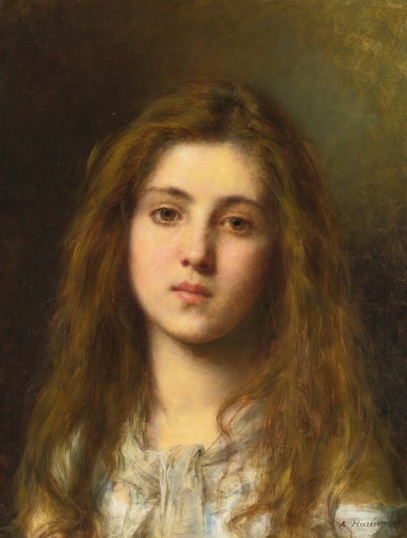 Portrait Of A Young Girl by Alexei Harlamoff - Hand-Painted Oil Painting Reproduction