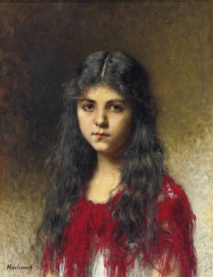 Portrait Of A Young Girl by Alexei Harlamoff Oil Painting