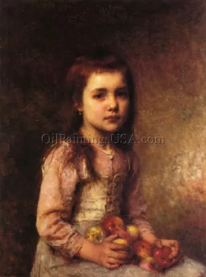 Portrait of a Young Girl with Apples painting by Alexei Harlamoff